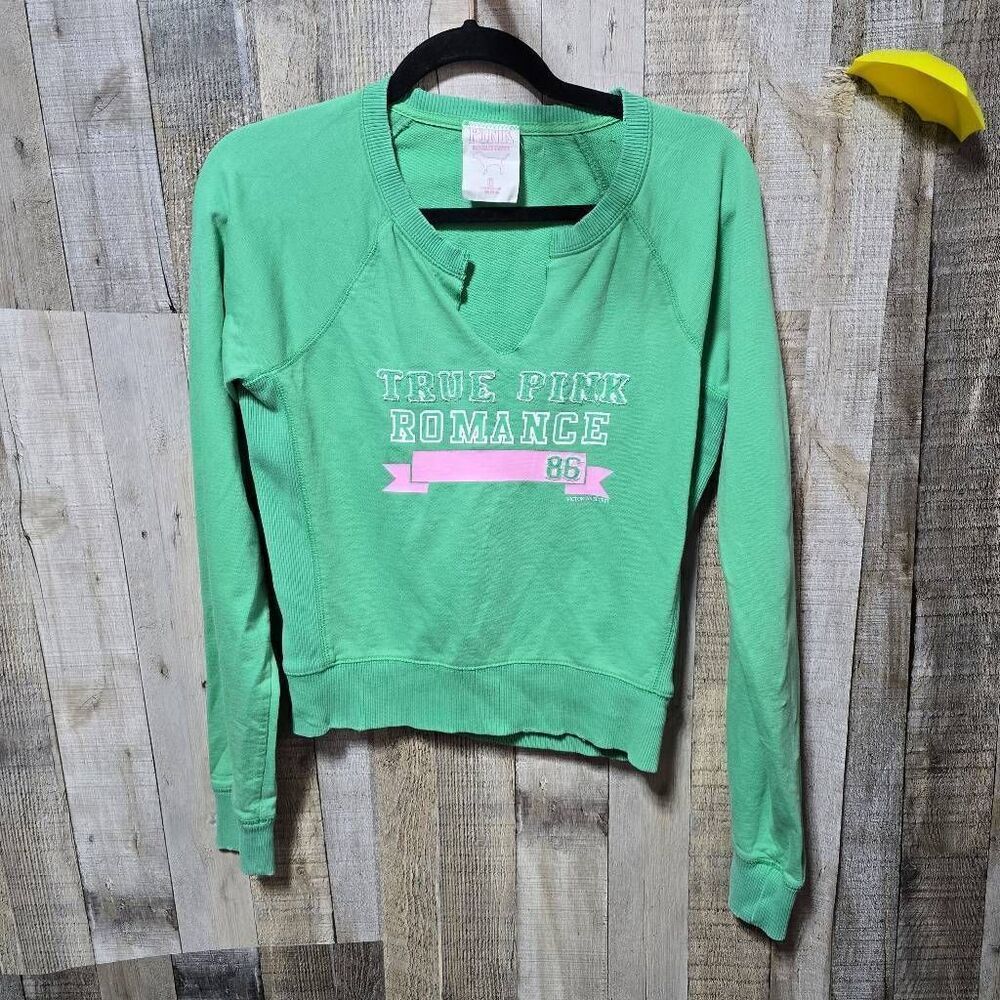Victoria's Secret PINK Vintage Y2K Green True Pink Romance Sweatshirt